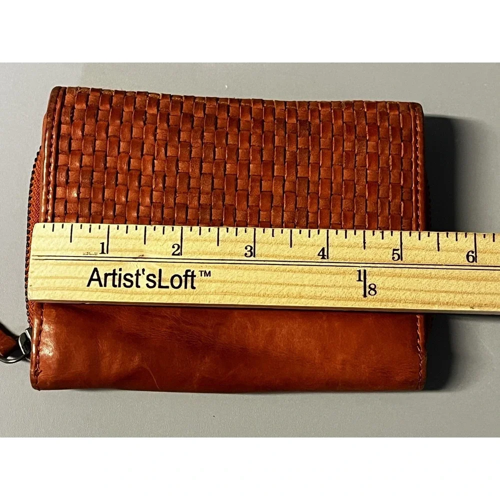 Harbour 2nd‎ Wallet Womens One Size Orange Leather Woven Zip Around Anchor Logo
